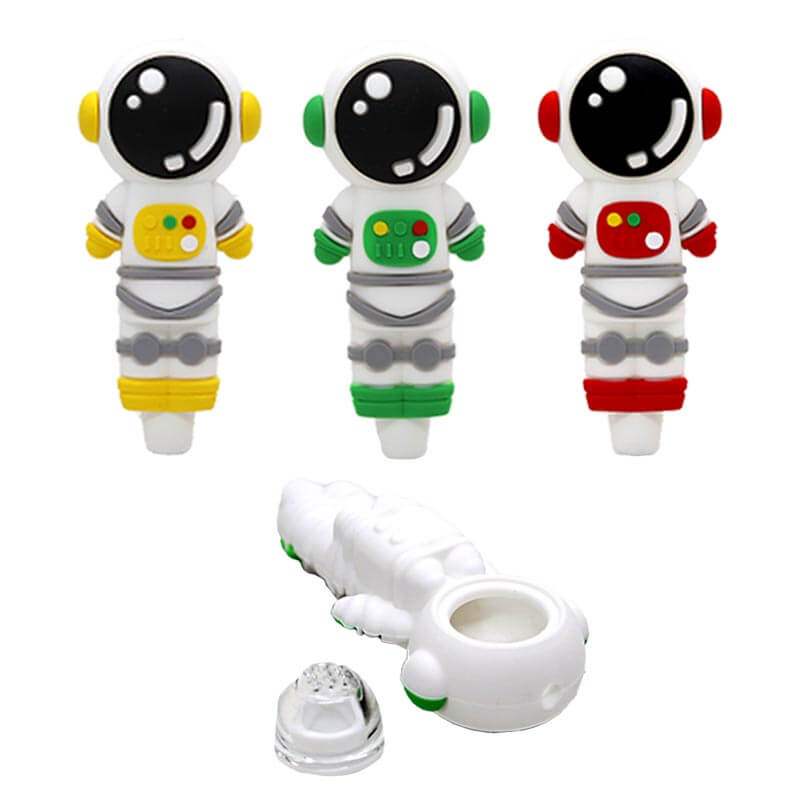 Astronaut Cartoon Silicone Handpipe (PI-036) | 4 inch | Assorted Colors product image